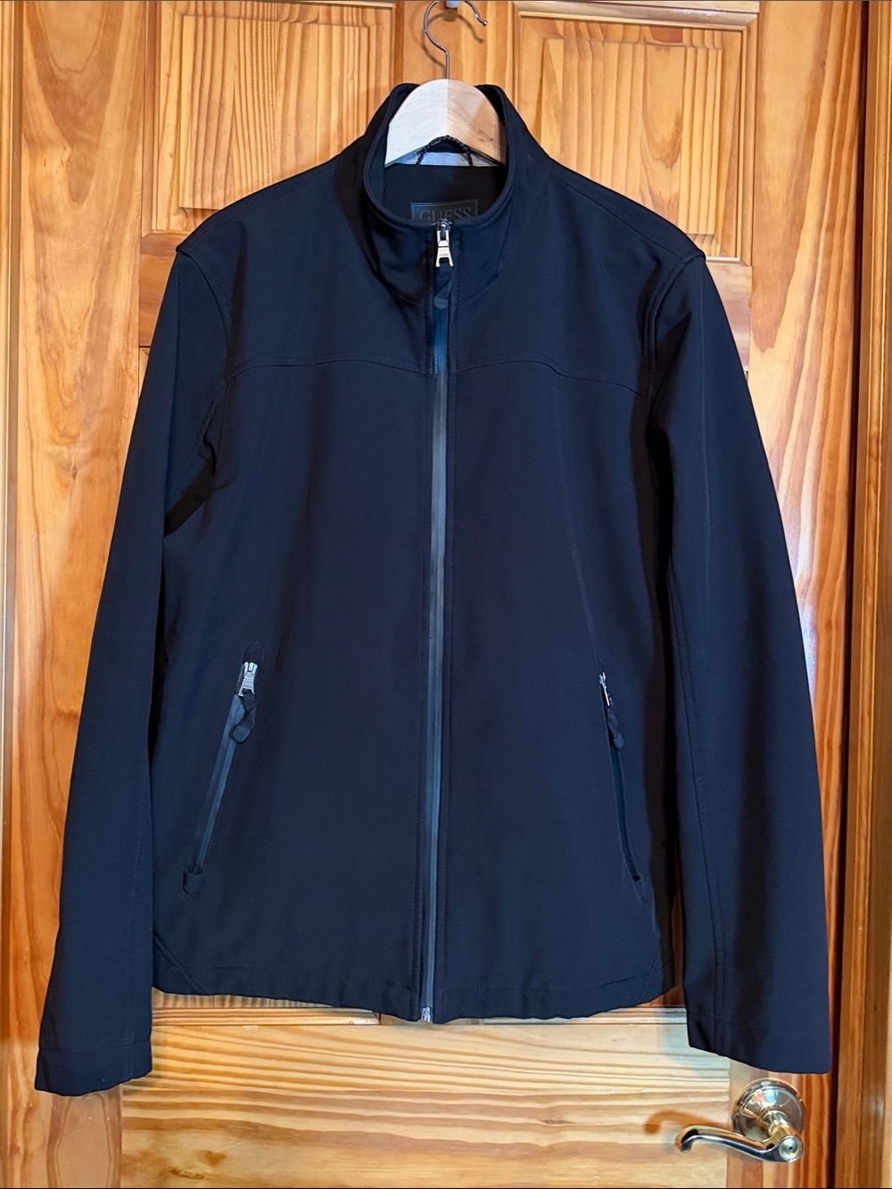 Guess black water-resistant softshell jacket, Men’s Large